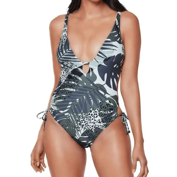 Bar III Other - Bar III Printed Side Tie One-Piece Swimsuit